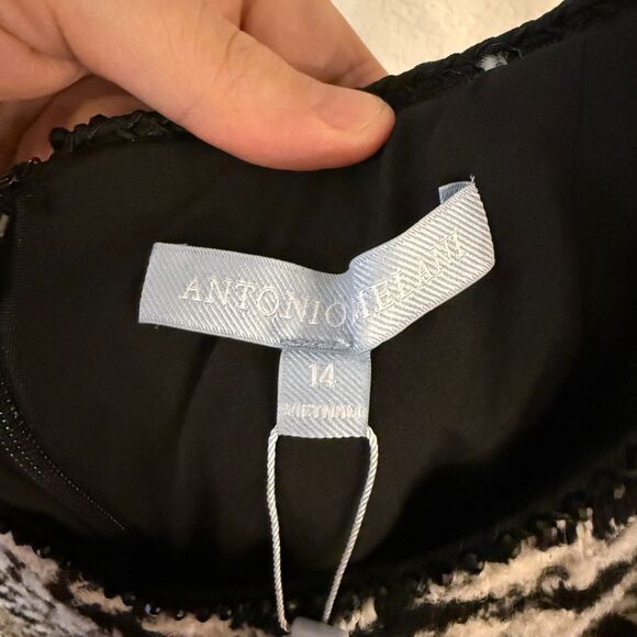 Antonio Melani Women's Size 14 Black Houndstooth Wool Macy Tweed Mini Dress - Picture 6 of 9